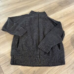 Lanesboro Men's Charcoal Gray‎ Full Zip Mock Neck Sweater Jacket Large